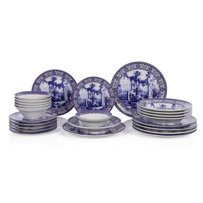 Hermia Juego de cena Marquez de 24 piezas Azul y blanco Hermia Juego de cena Marquez de 24 piezas Azul y blanco